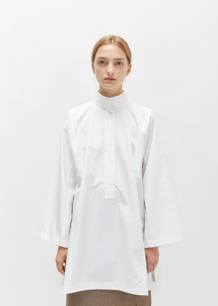 Cotton Poplin Stand Collar Tunic