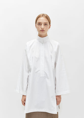 Cotton Poplin Stand Collar Tunic