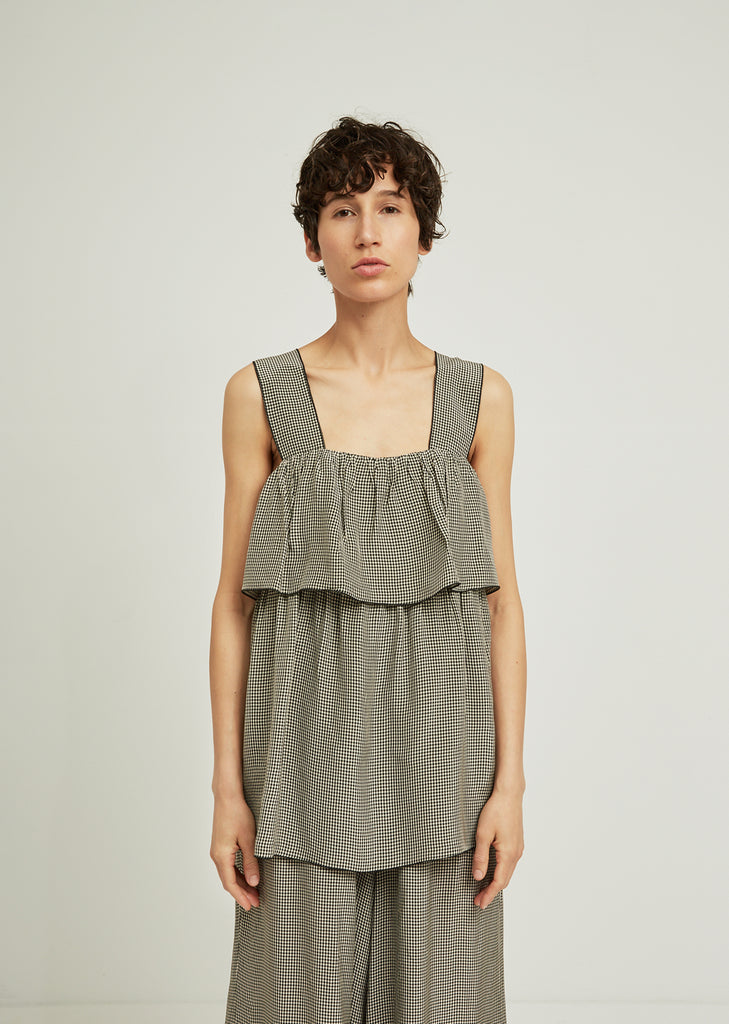 Tiered Gingham Sundress Sleeveless Top