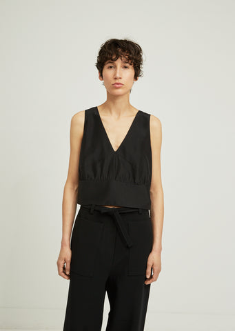 Silk Cupro V-Neck Crop Top