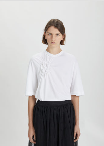 Flower Smocked Cotton T-Shirt