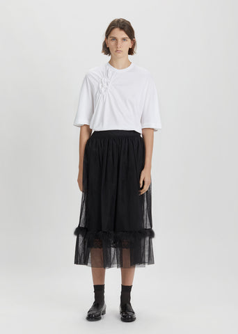 Marabou Trimmed Smocked Waist Skirt