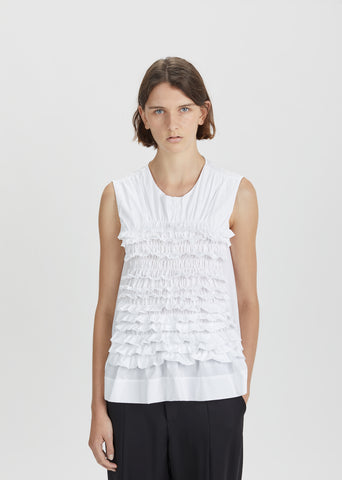 Smocked Front Poplin Top