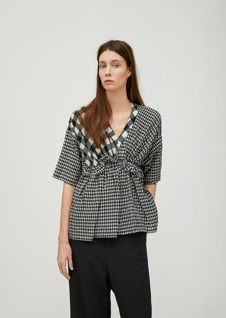 Cupro Gingham Check Top