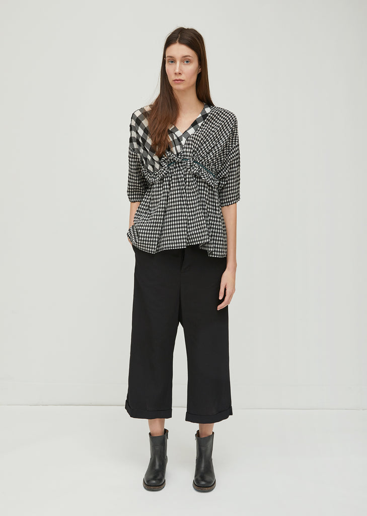 Cupro Gingham Check Top