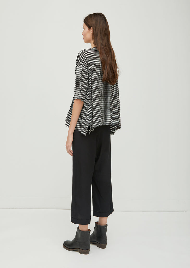 Cupro Gingham Check Top