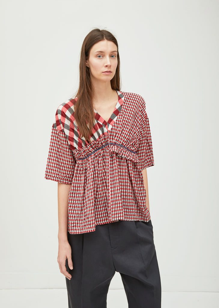 Cupro Gingham Check Top