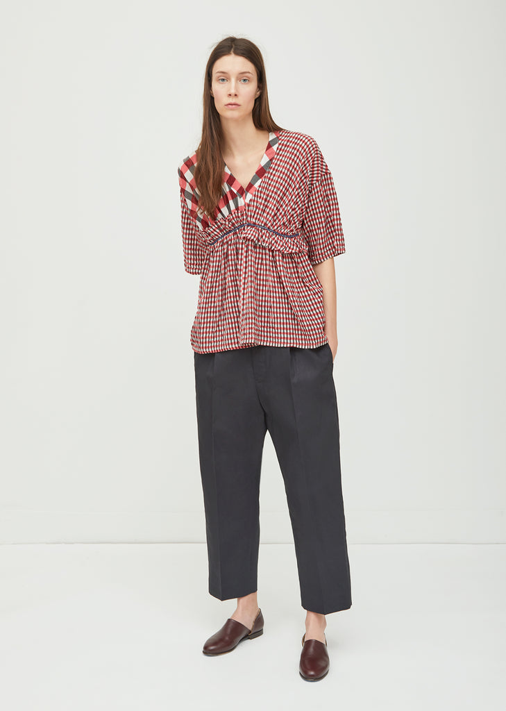 Cupro Gingham Check Top