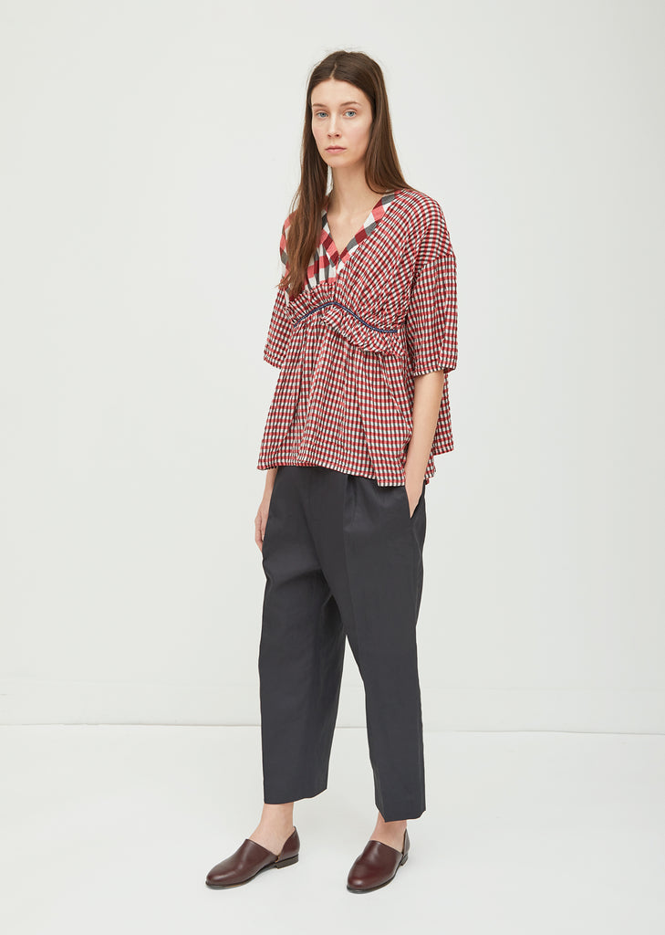 Cupro Gingham Check Top