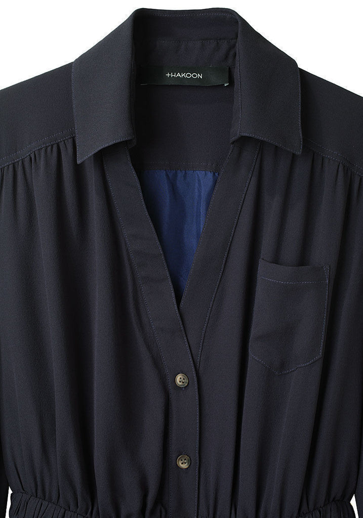 Pleated Crepe Shirtdress