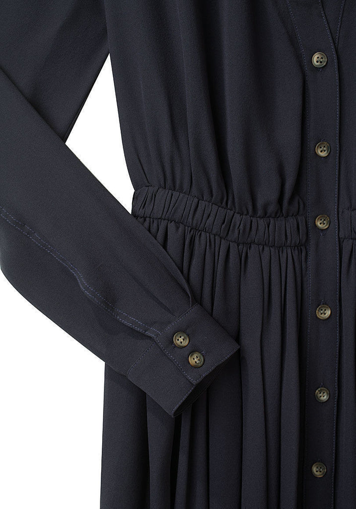 Pleated Crepe Shirtdress