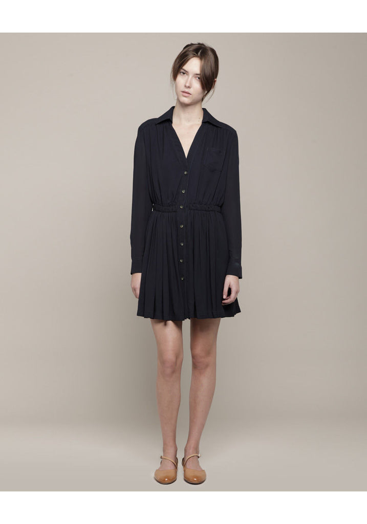 Pleated Crepe Shirtdress