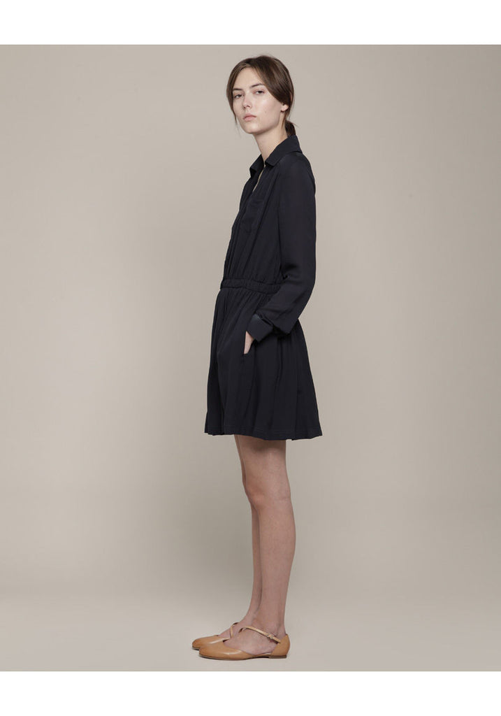 Pleated Crepe Shirtdress