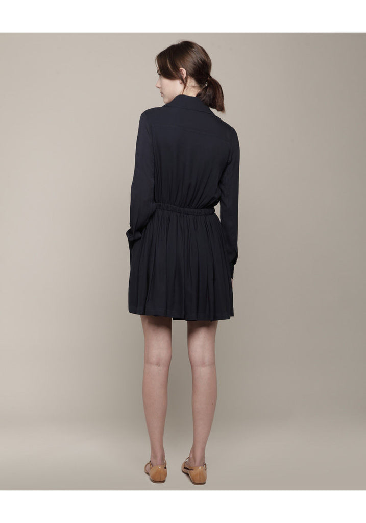 Pleated Crepe Shirtdress