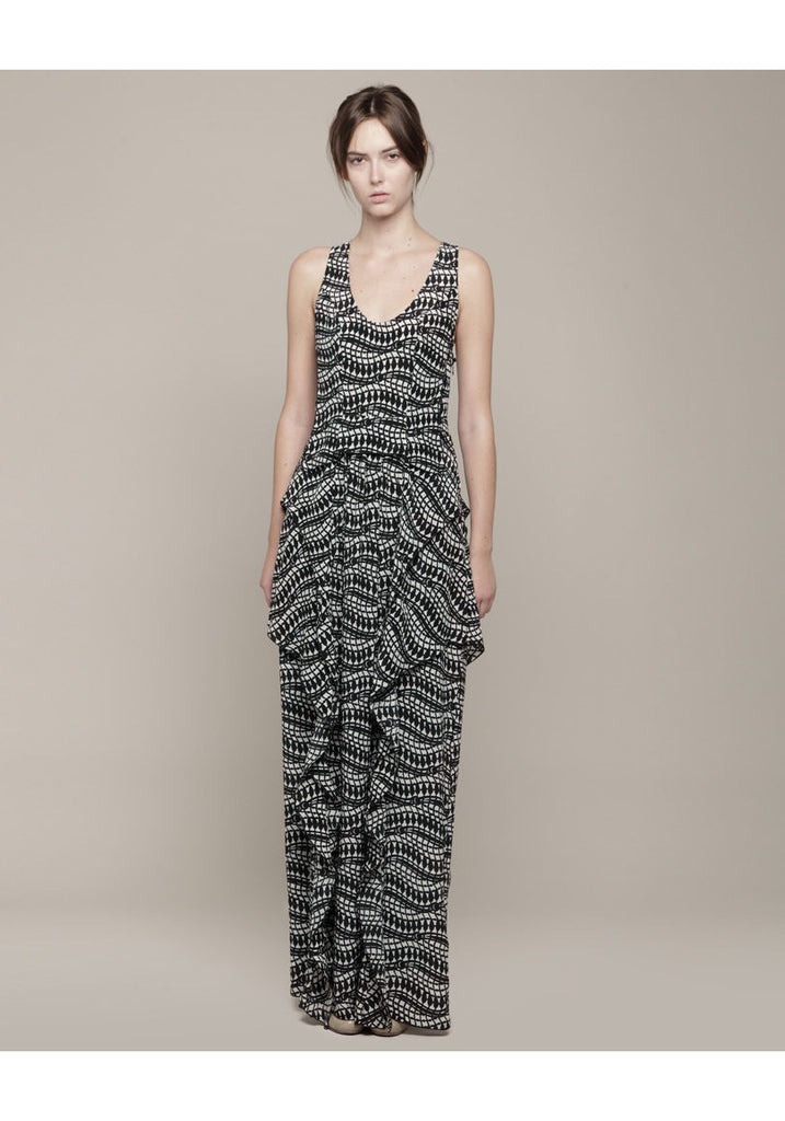 Flounce Printed Gown