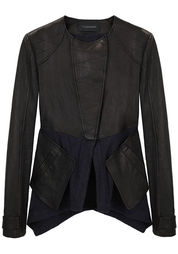 Layered Stretch Leather Jacket
