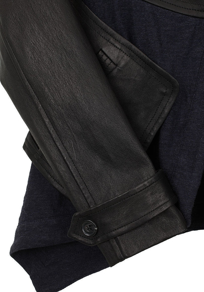 Layered Stretch Leather Jacket