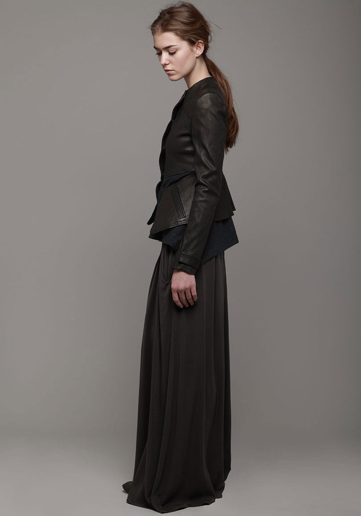 Layered Stretch Leather Jacket