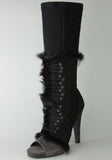 Suede High Boot with Fur Detail
