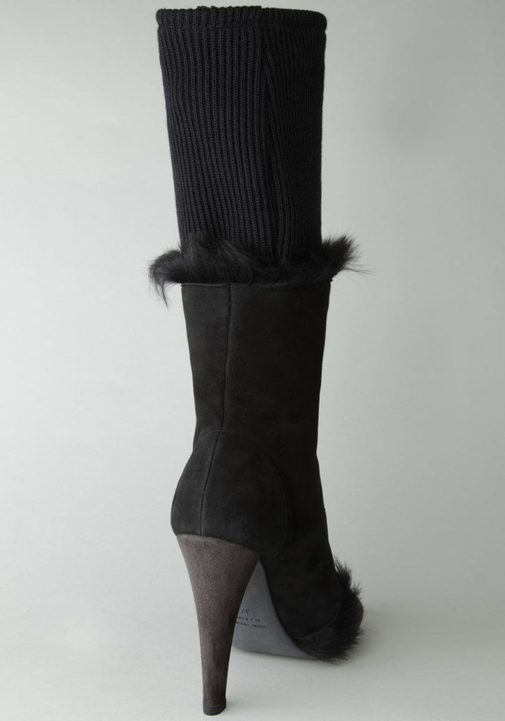 Suede High Boot with Fur Detail