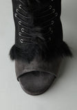 Suede High Boot with Fur Detail
