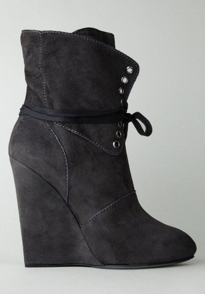 Wedge Boot with Lace Up Flap