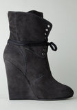 Wedge Boot with Lace Up Flap