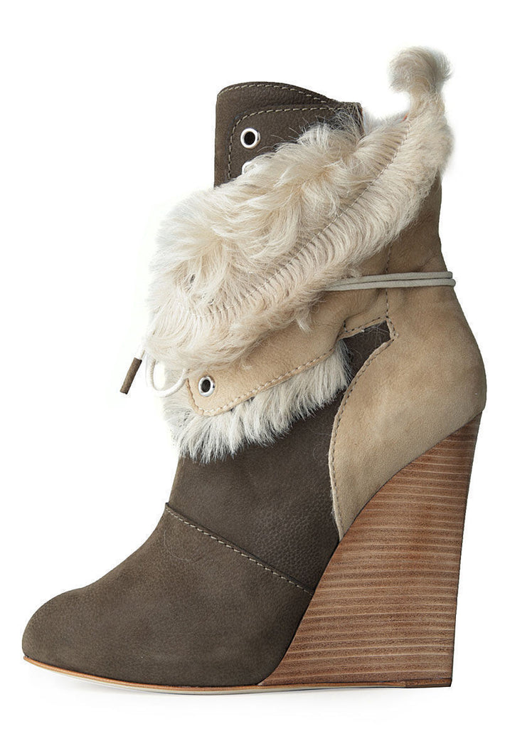 Wedge Boot with Lace Up Flap