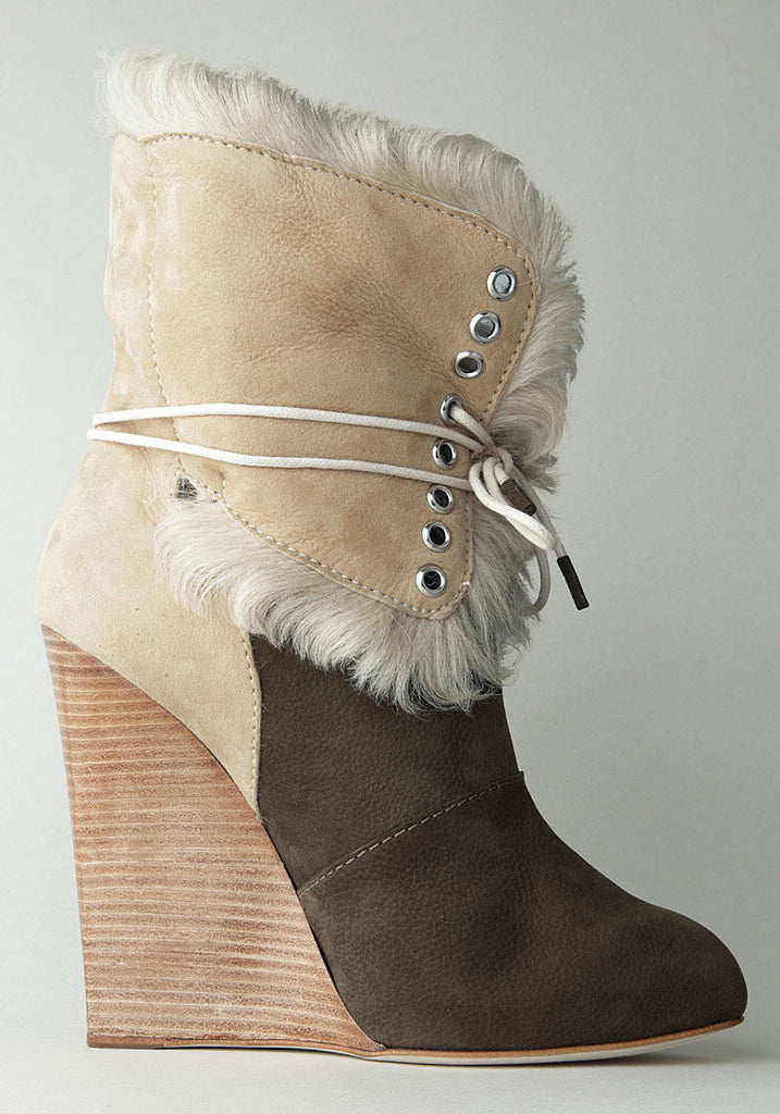 Wedge Boot with Lace Up Flap