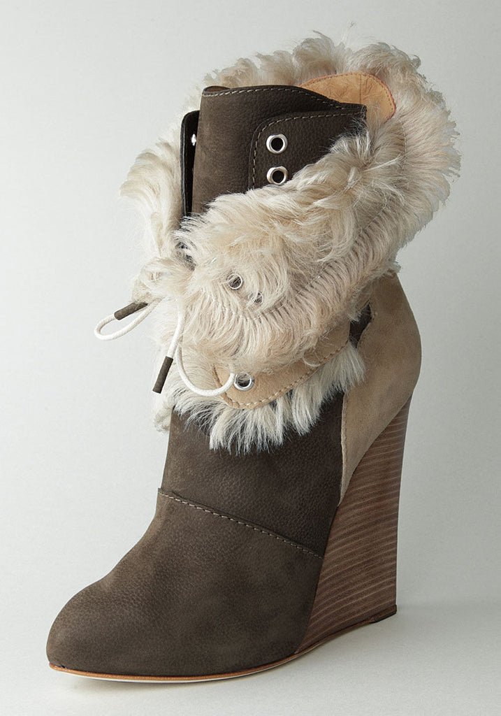 Wedge Boot with Lace Up Flap