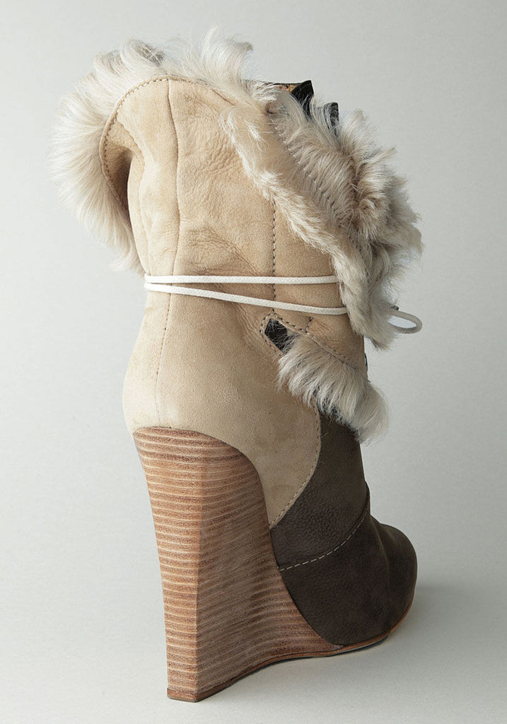 Wedge Boot with Lace Up Flap