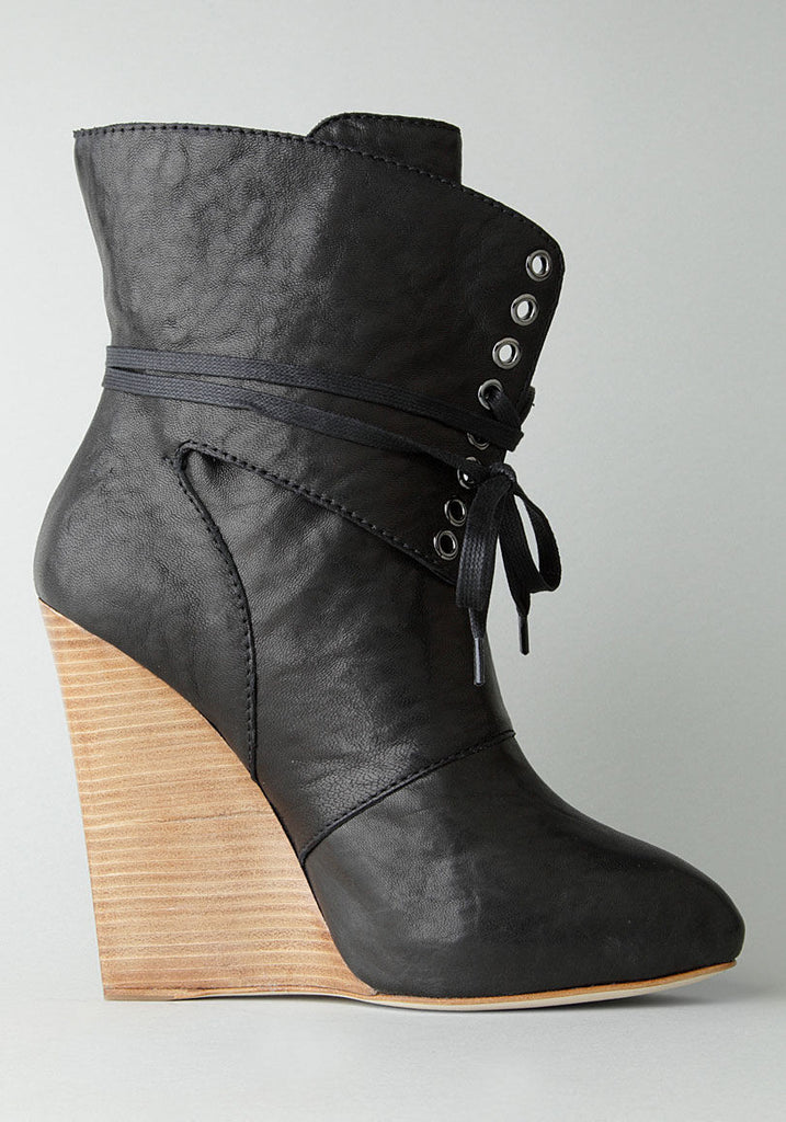 Wedge Boot with Lace Up Flap