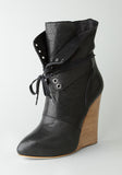 Wedge Boot with Lace Up Flap