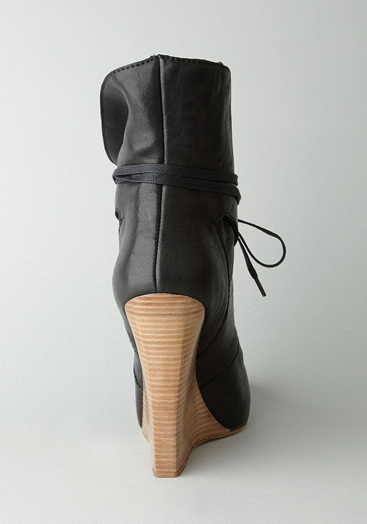 Wedge Boot with Lace Up Flap