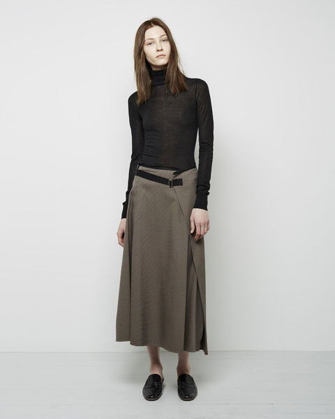 【PORTERNA】Duffel Long Skirt Black Cotton Poplin Maxi Flounce Skirt | GANNI US