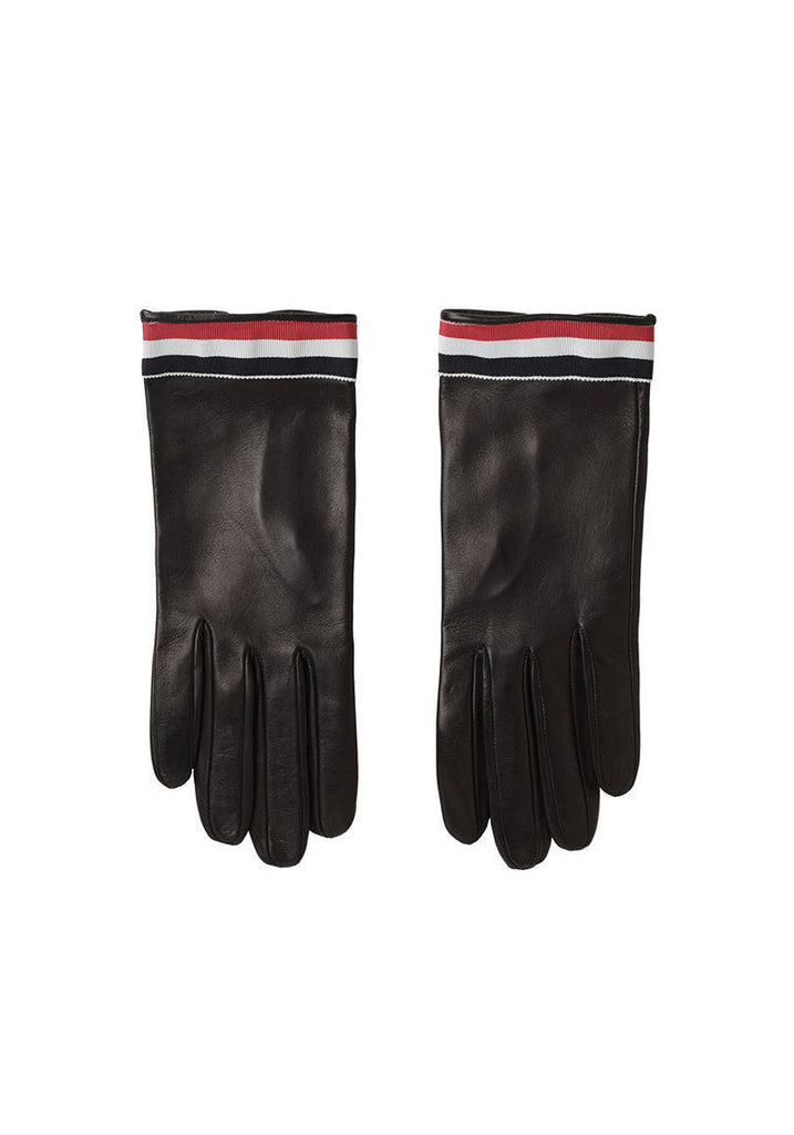 Leather Gloves w/ Striped Cuff