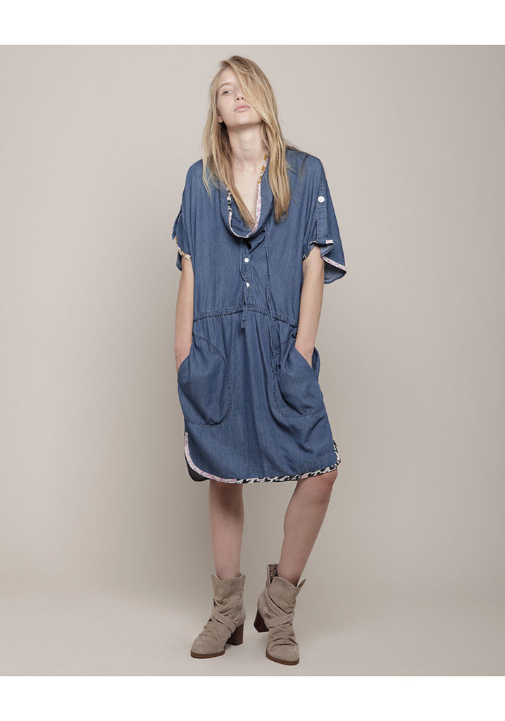 Drawstring Cowl Dress