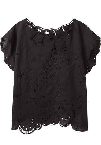 Embroidered Linen Top