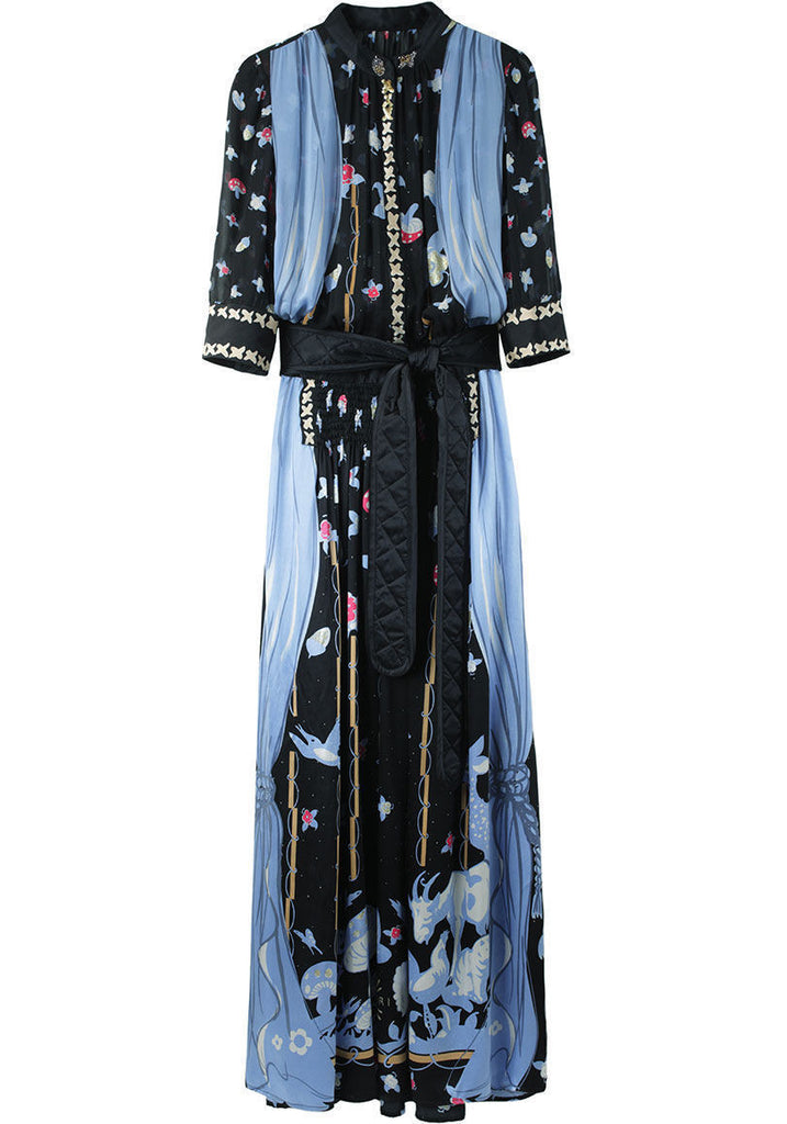 Long Printed Silk Dress