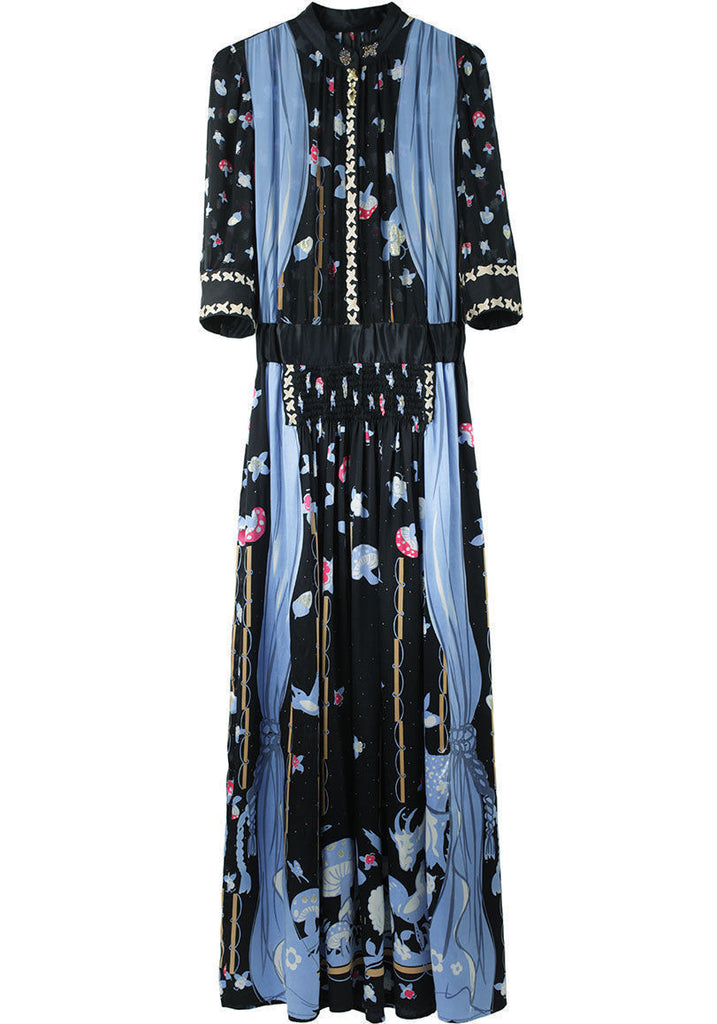 Long Printed Silk Dress