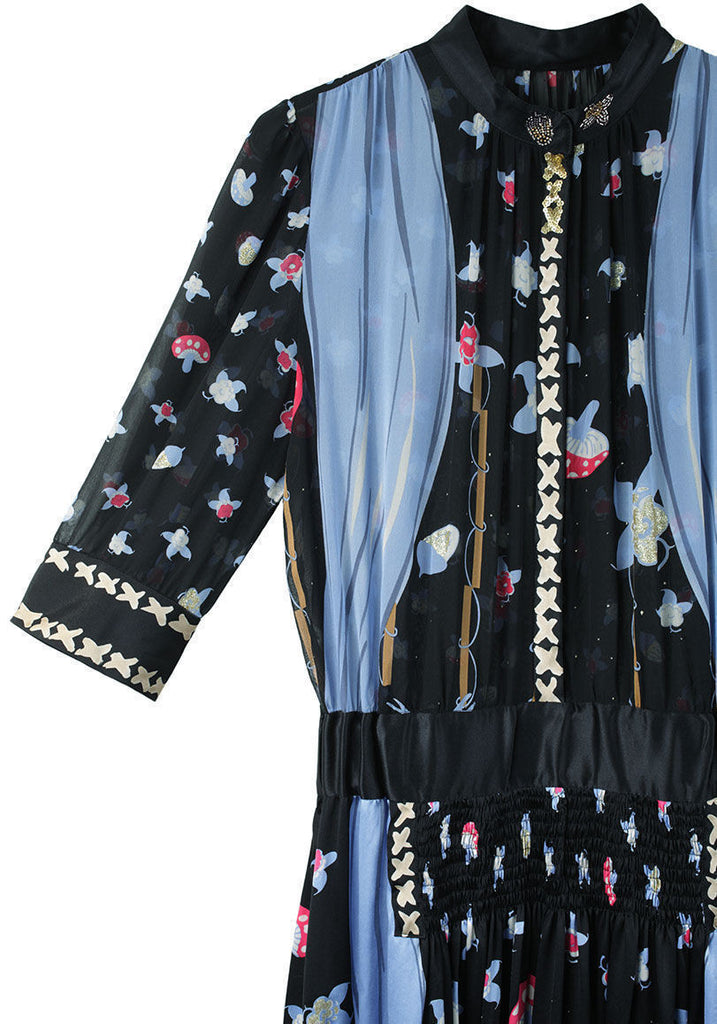 Long Printed Silk Dress