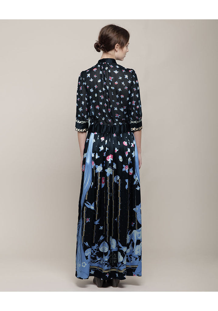 Long Printed Silk Dress