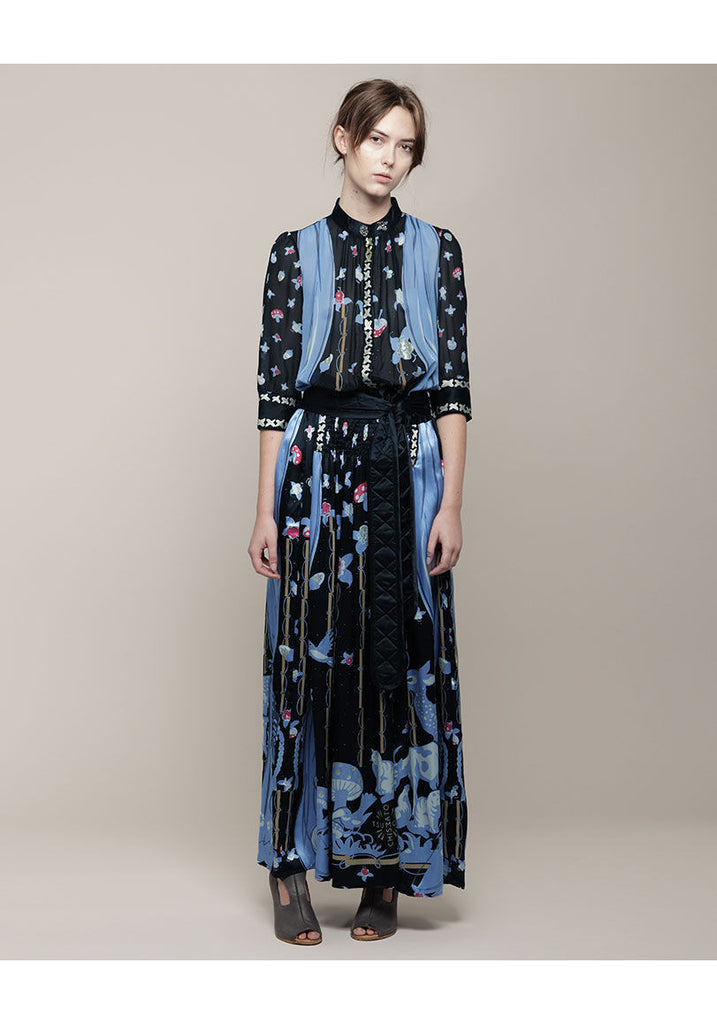 Long Printed Silk Dress