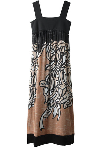 Long Ribbon Print Dress