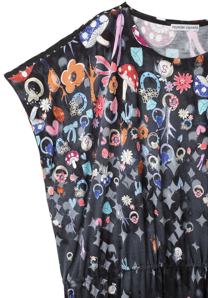 Printed Drawstring Dress