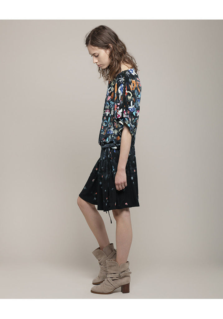 Printed Drawstring Dress