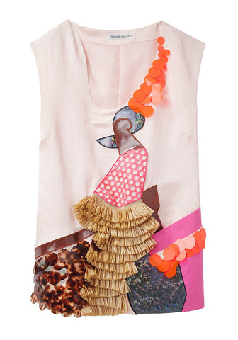 Printed Top with Applique