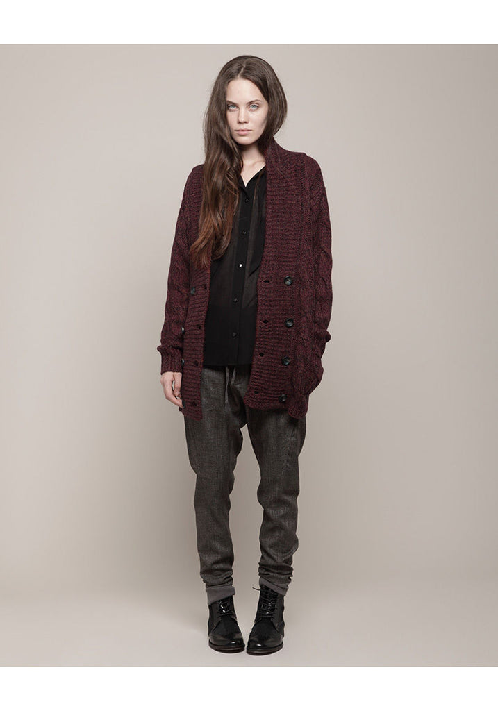 Double Breasted Cable Cardigan