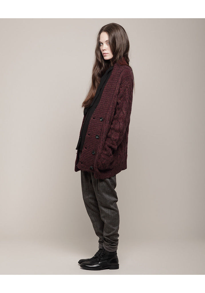 Double Breasted Cable Cardigan