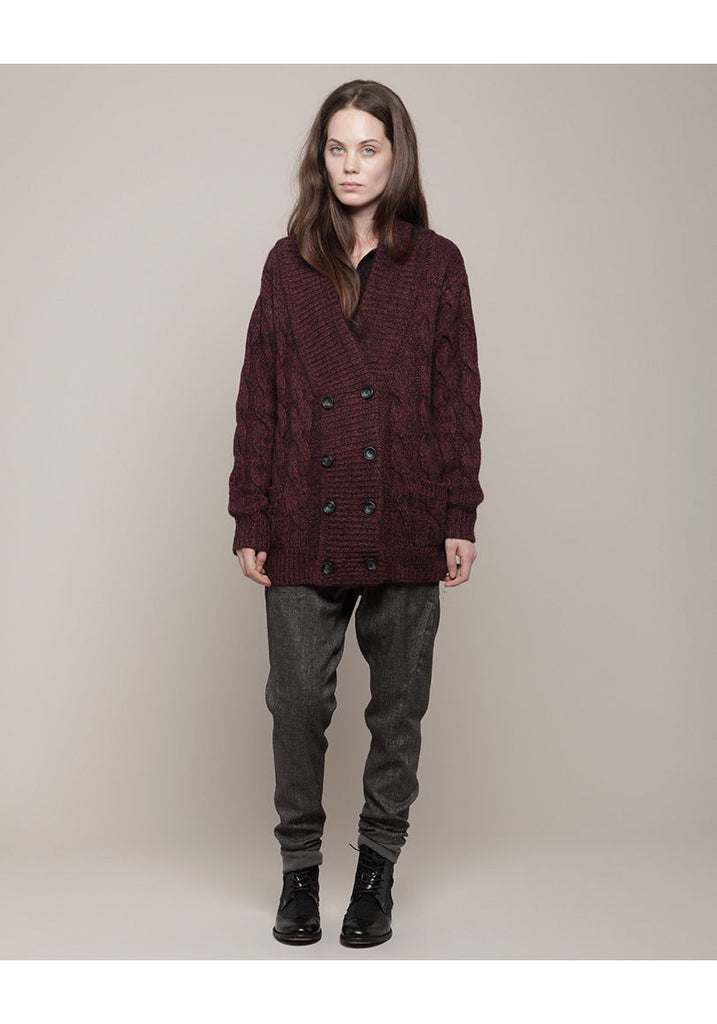 Double Breasted Cable Cardigan